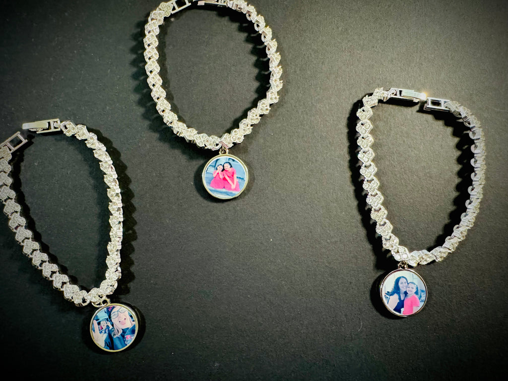 Silver Photo Bracelet with Rhinestones