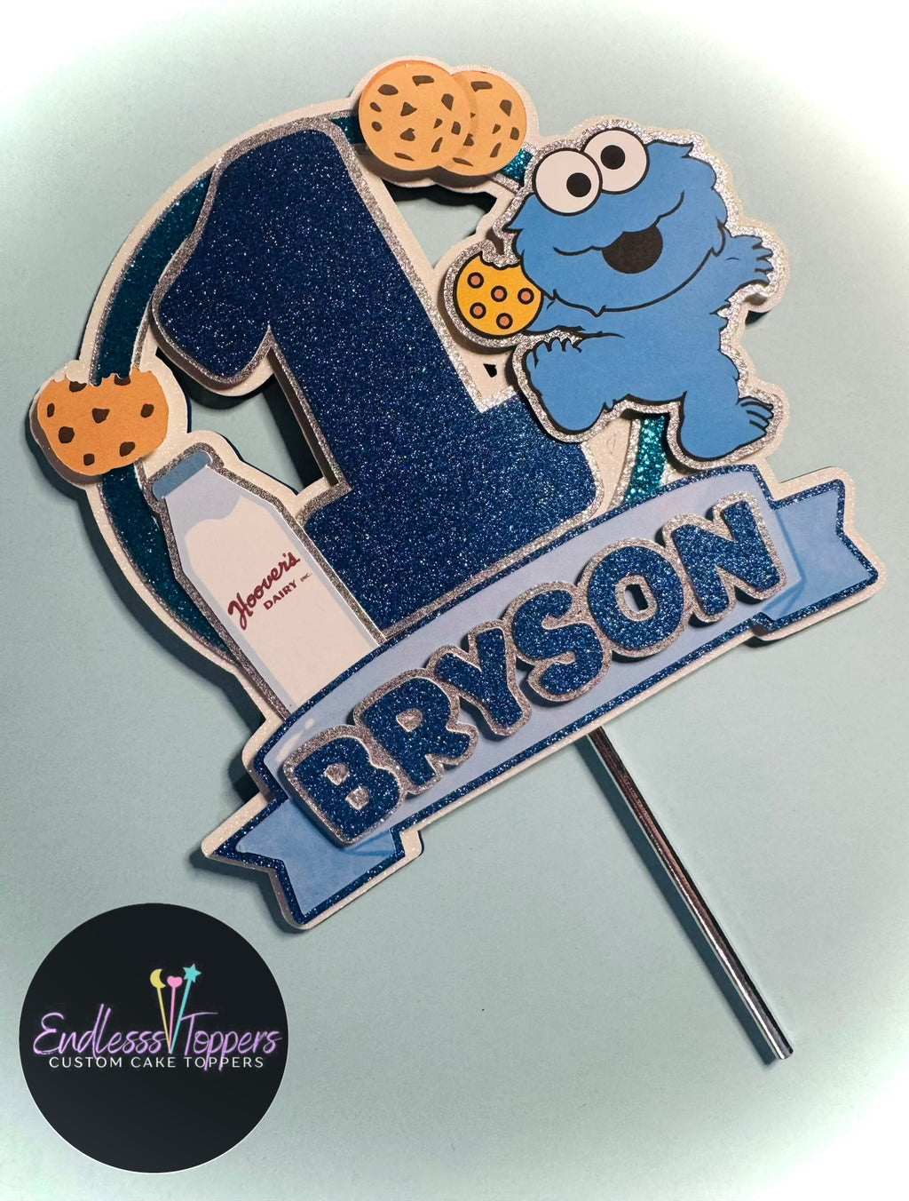 Baby Blue Monster 3D Cake Topper