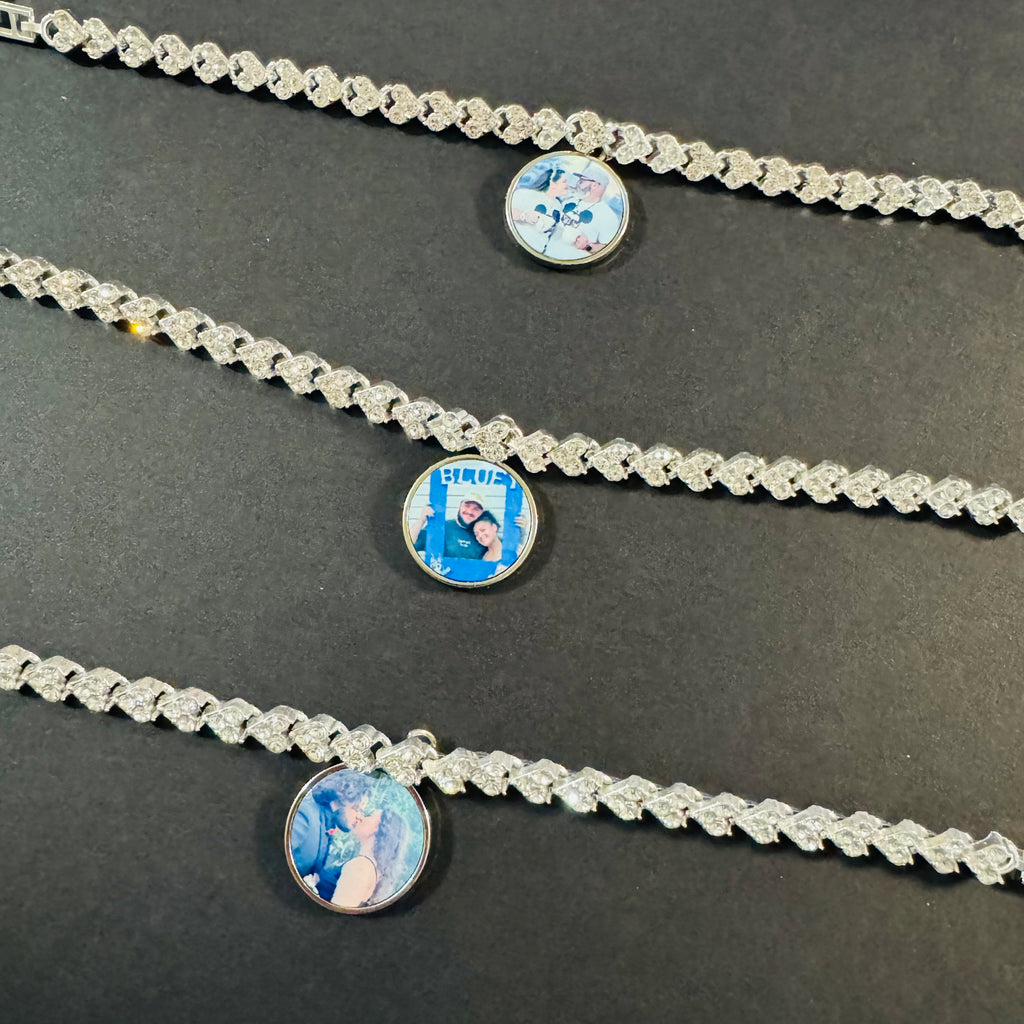 Silver Photo Bracelet with Rhinestones
