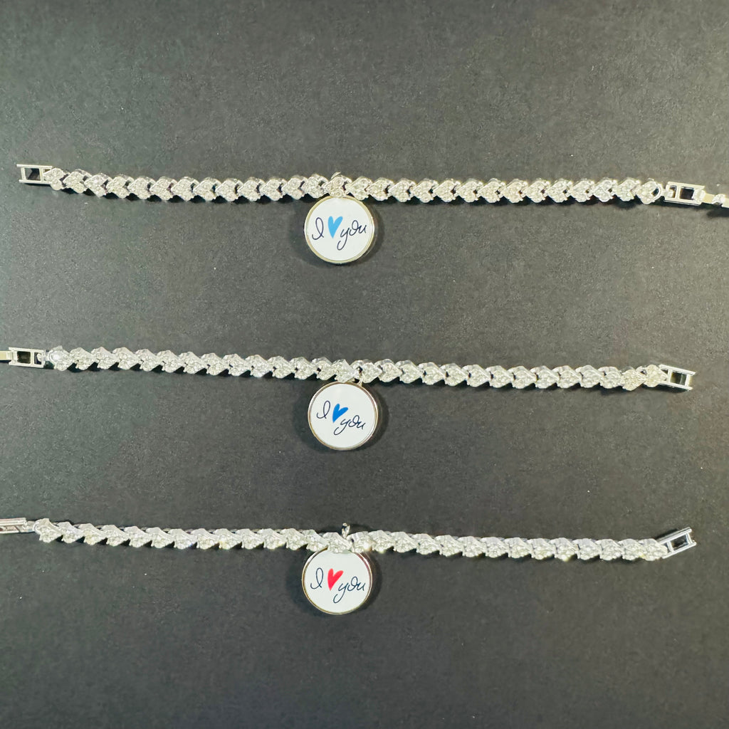 Silver Photo Bracelet with Rhinestones