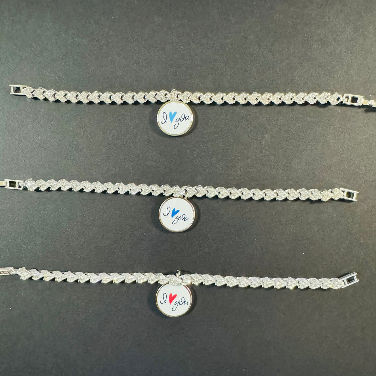 Silver Photo Bracelet with Rhinestones