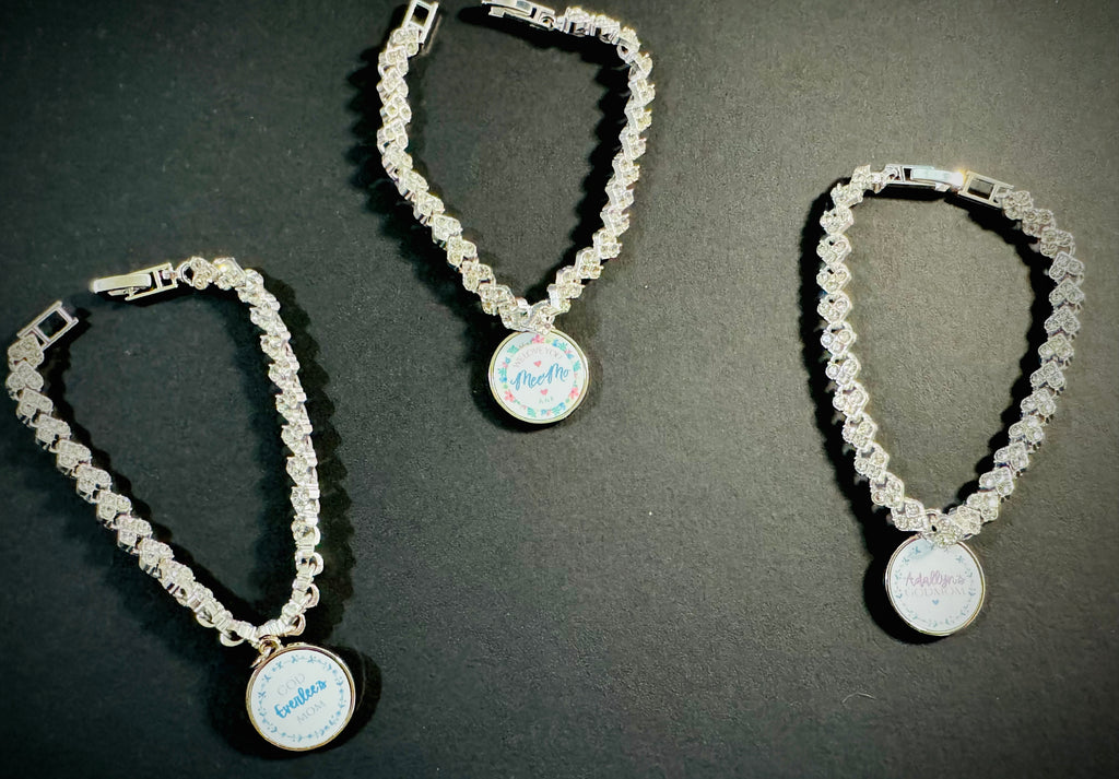 Silver Photo Bracelet with Rhinestones