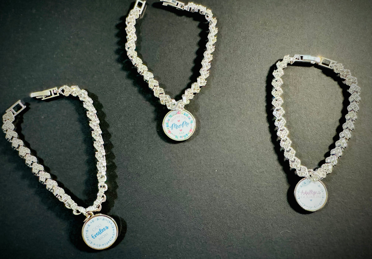 Silver Photo Bracelet with Rhinestones
