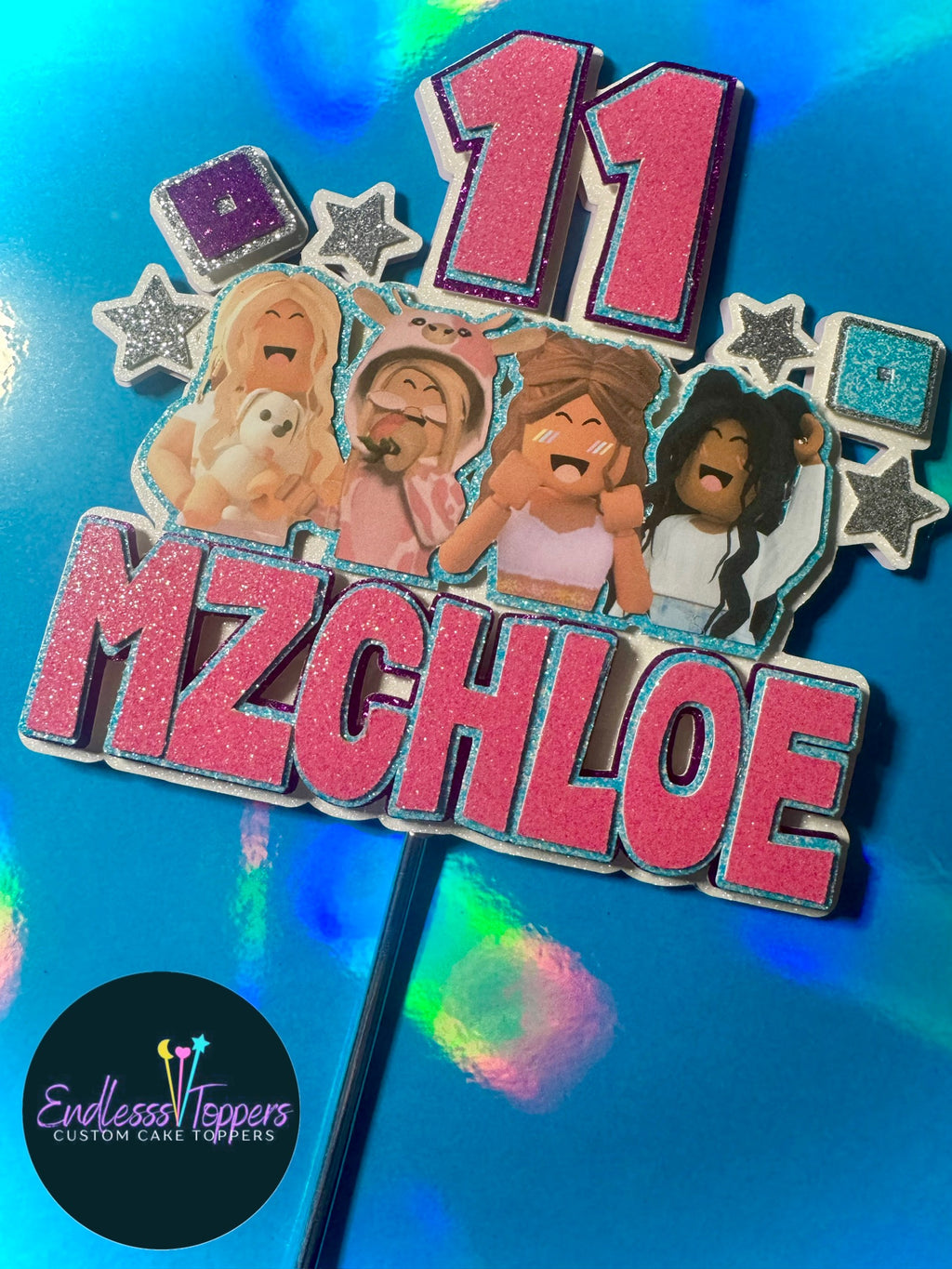 Girly Roblox 3D Cake Topper