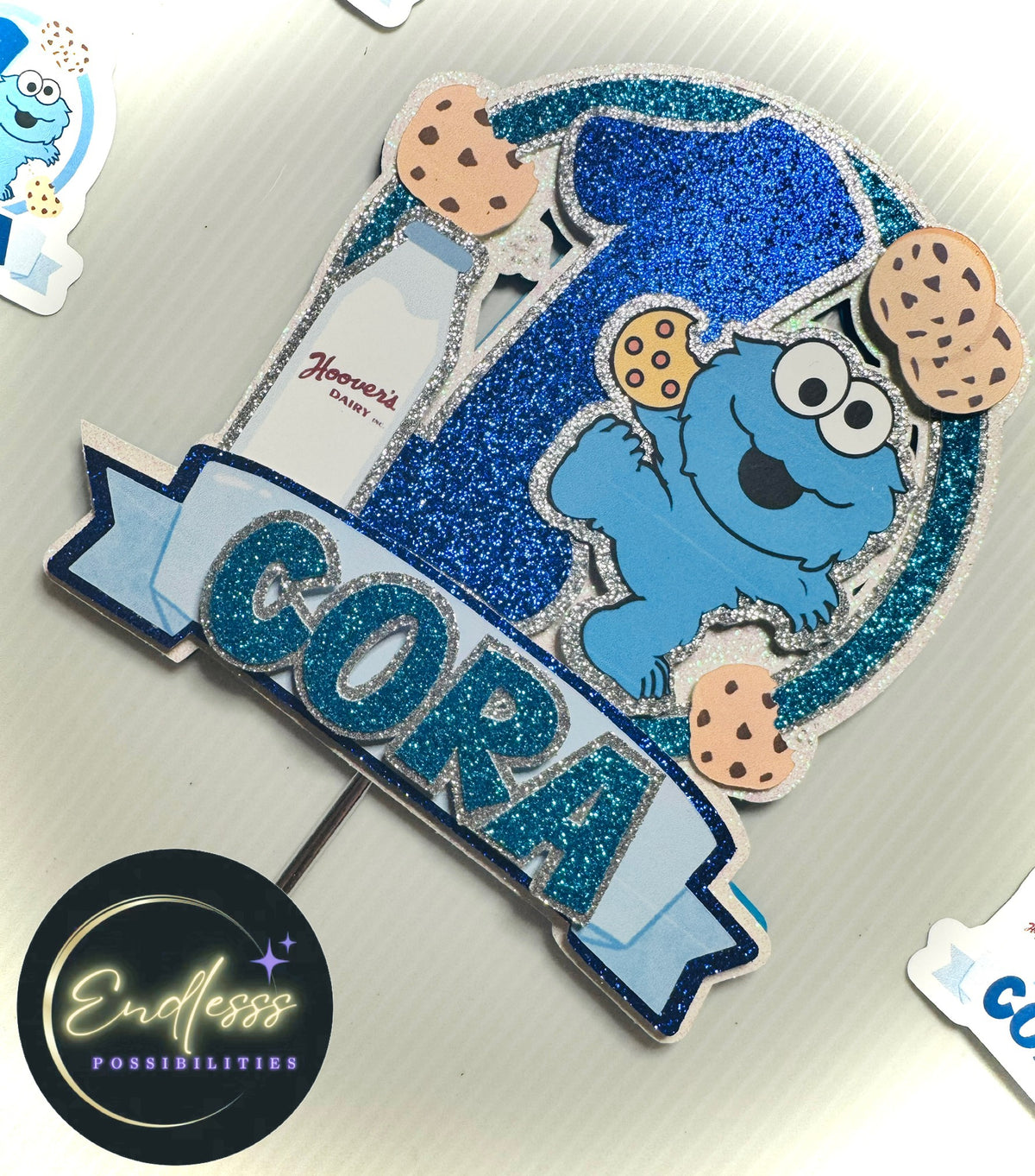 Baby Blue Monster 3D Cake Topper