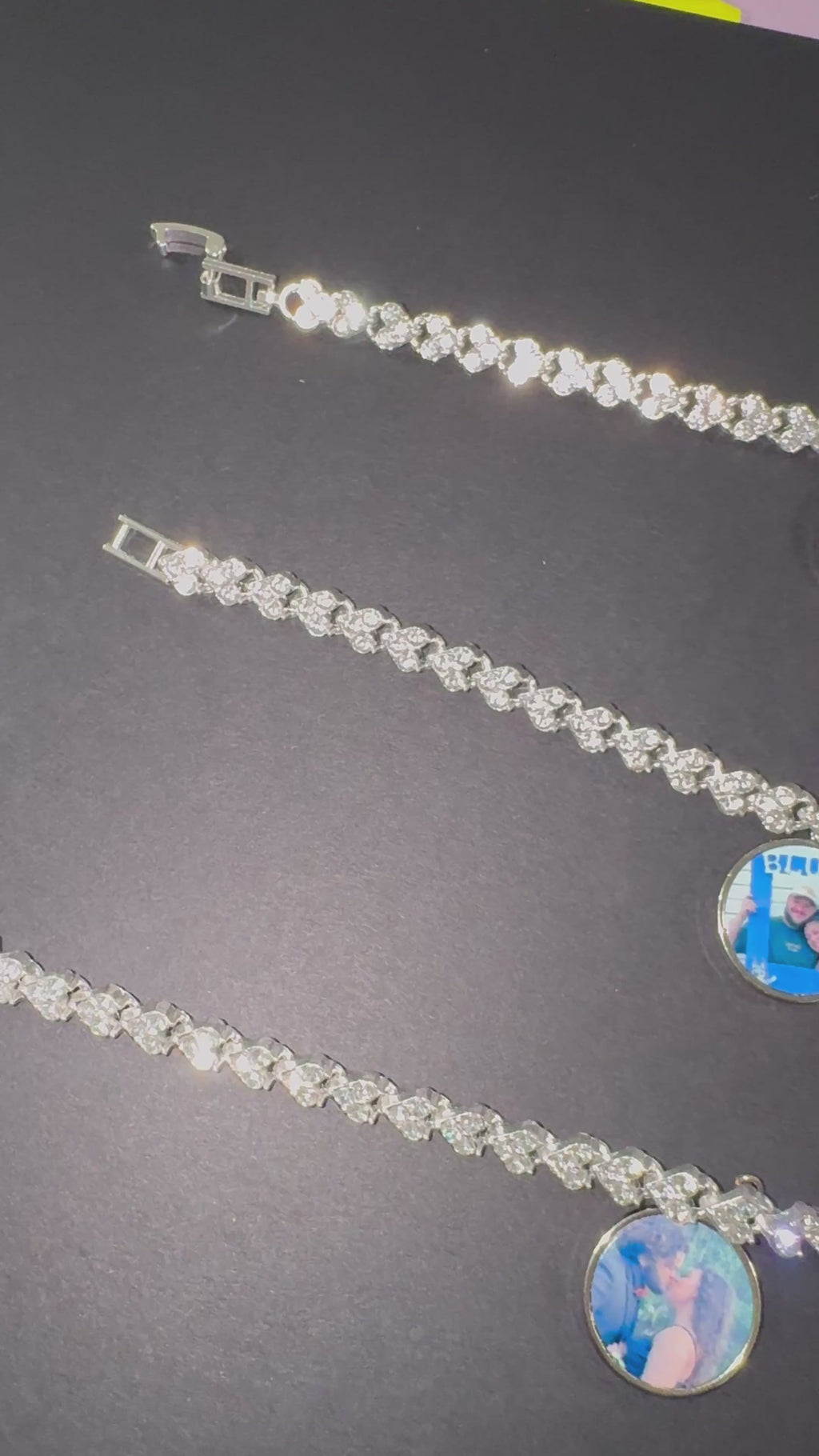 Silver Photo Bracelet with Rhinestones