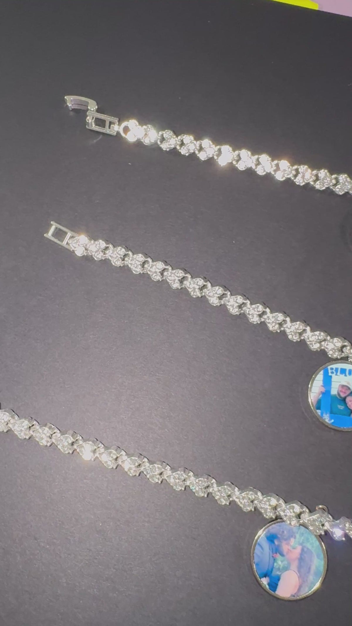 Silver Photo Bracelet with Rhinestones