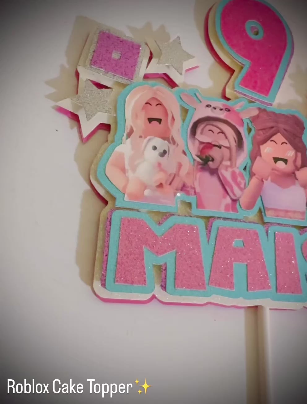 Girly Roblox 3D Cake Topper